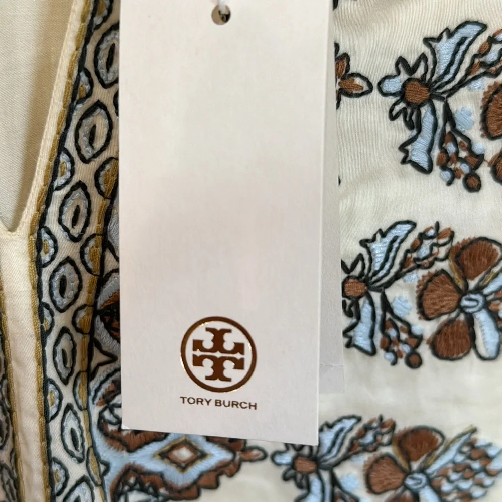 NWT TORY BURCH FRENCH CREAM EMBROIDERED TUNIC SIZE XL‎ BLOUSE